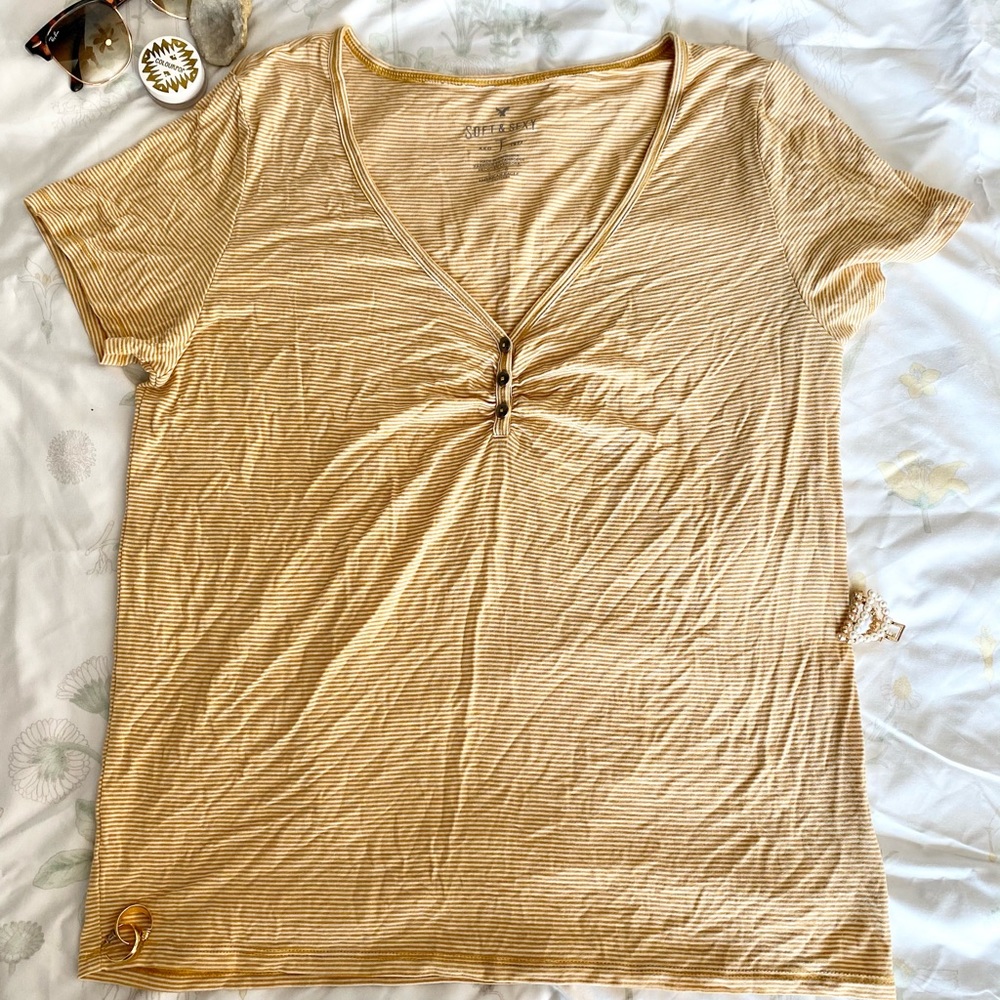 American Eagle Outfitters Soft & Sexy Striped Tee Size Large